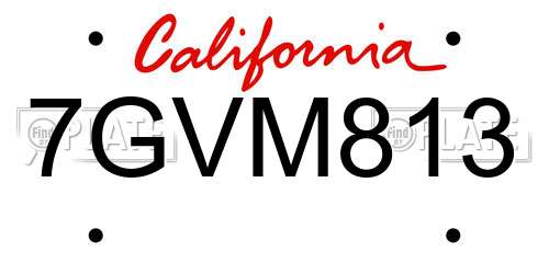 7GVM813 California License Plate