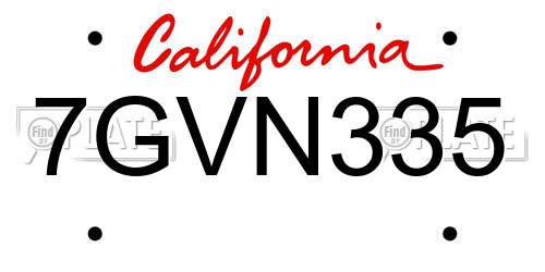 7GVN335 California License Plate