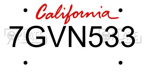 7GVN533 California License Plate