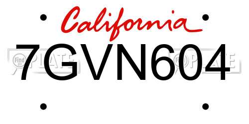 7GVN604 California License Plate