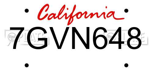7GVN648 California License Plate