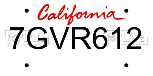 7GVR612 California License Plate