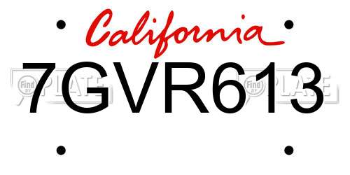 7GVR613 California License Plate