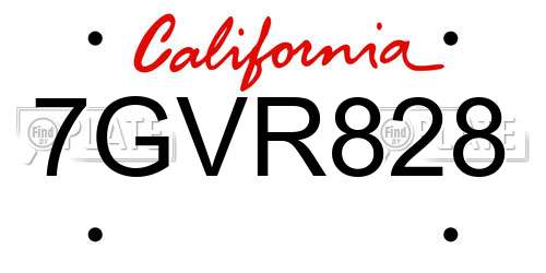 7GVR828 California License Plate