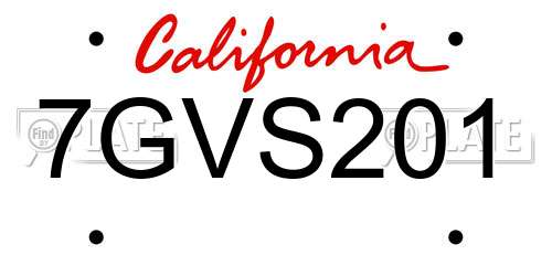 7GVS201 California License Plate