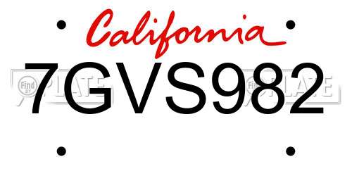 7GVS982 California License Plate