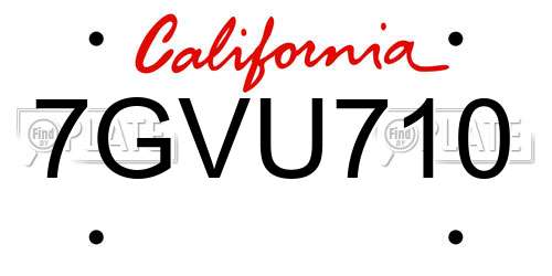 7GVU710 California License Plate