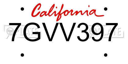 7GVV397 California License Plate