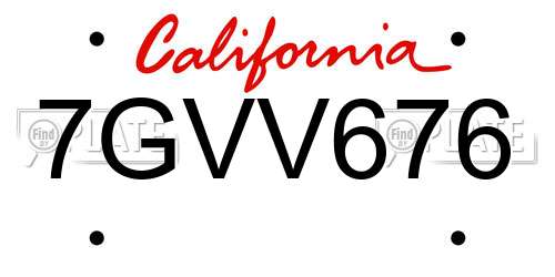 7GVV676 California License Plate