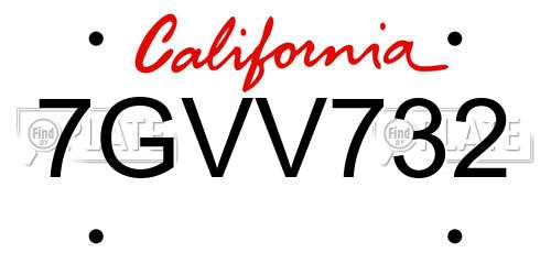 7GVV732 California License Plate