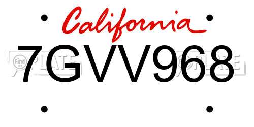 7GVV968 California License Plate