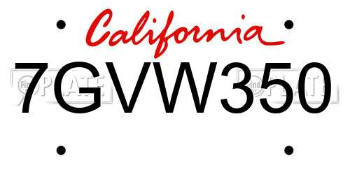 7GVW350 California License Plate