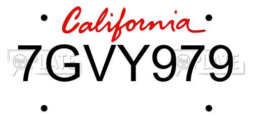 7GVY979 California License Plate