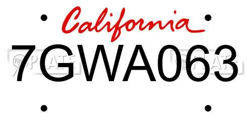7GWA063 California License Plate