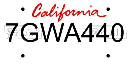 7GWA440 California License Plate