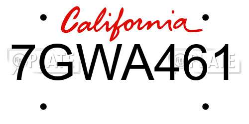 7GWA461 California License Plate