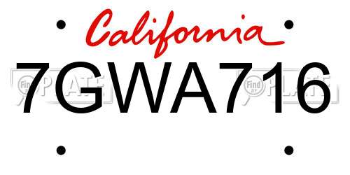 7GWA716 California License Plate