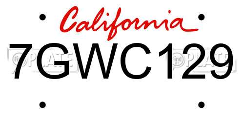 7GWC129 California License Plate