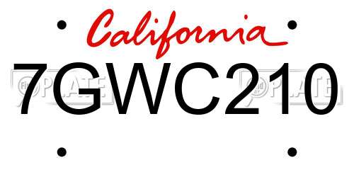 7GWC210 California License Plate