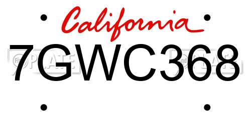 7GWC368 California License Plate