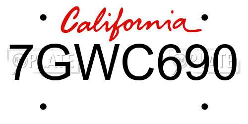 7GWC690 California License Plate