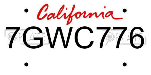 7GWC776 California License Plate