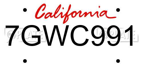 7GWC991 California License Plate