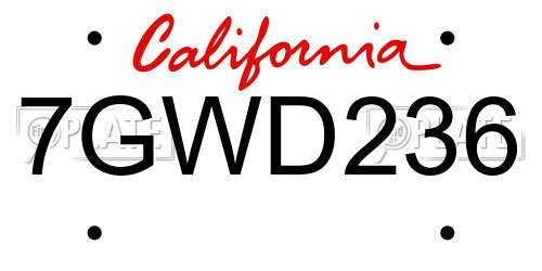 7GWD236 California License Plate