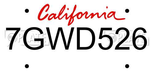 7GWD526 California License Plate