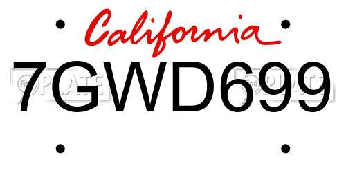 7GWD699 California License Plate