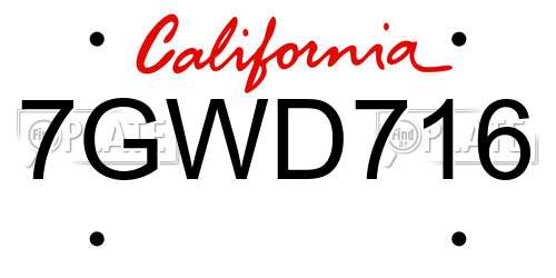 7GWD716 California License Plate