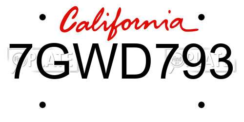 7GWD793 California License Plate