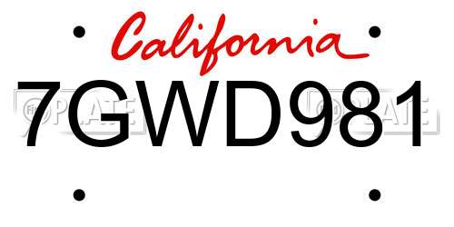 7GWD981 California License Plate