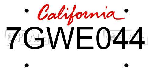7GWE044 California License Plate