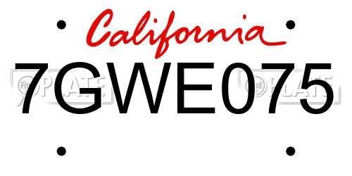 7GWE075 California License Plate