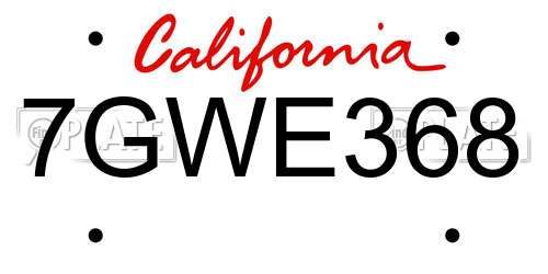 7GWE368 California License Plate
