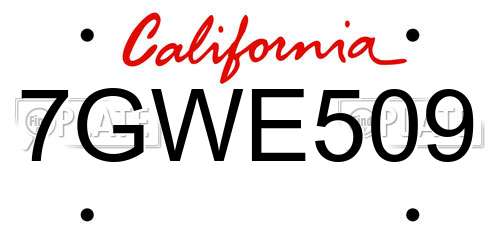 7GWE509 California License Plate