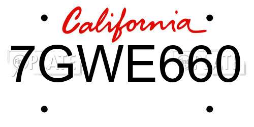 7GWE660 California License Plate