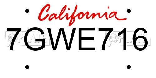 7GWE716 California License Plate