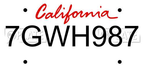 7GWH987 California License Plate