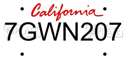 7GWN207 California License Plate