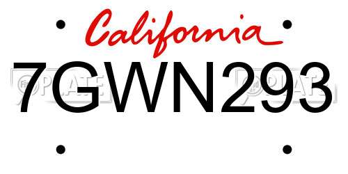 7GWN293 California License Plate
