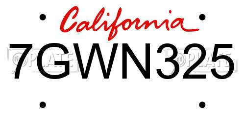 7GWN325 California License Plate