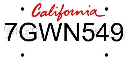 7GWN549 California License Plate