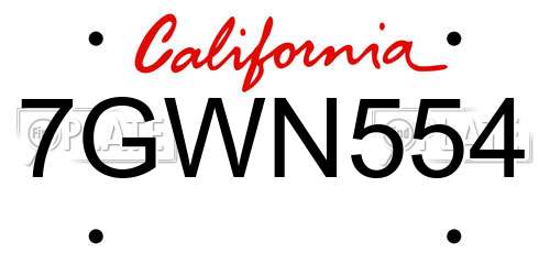 7GWN554 California License Plate
