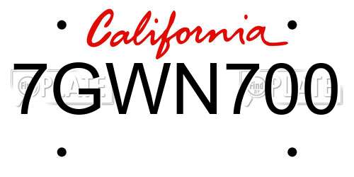 7GWN700 California License Plate
