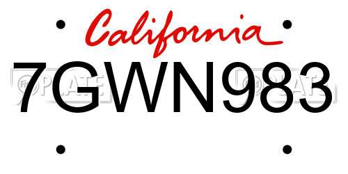 7GWN983 California License Plate