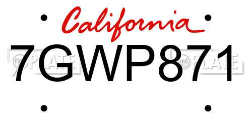 7GWP871 California License Plate