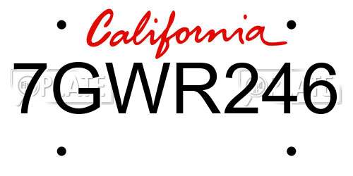 7GWR246 California License Plate