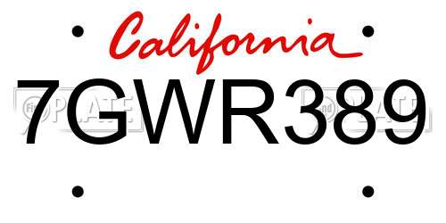 7GWR389 California License Plate